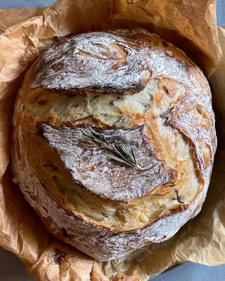 A delicious plate of Rosemary and Roasted Garlic Artisan Bread