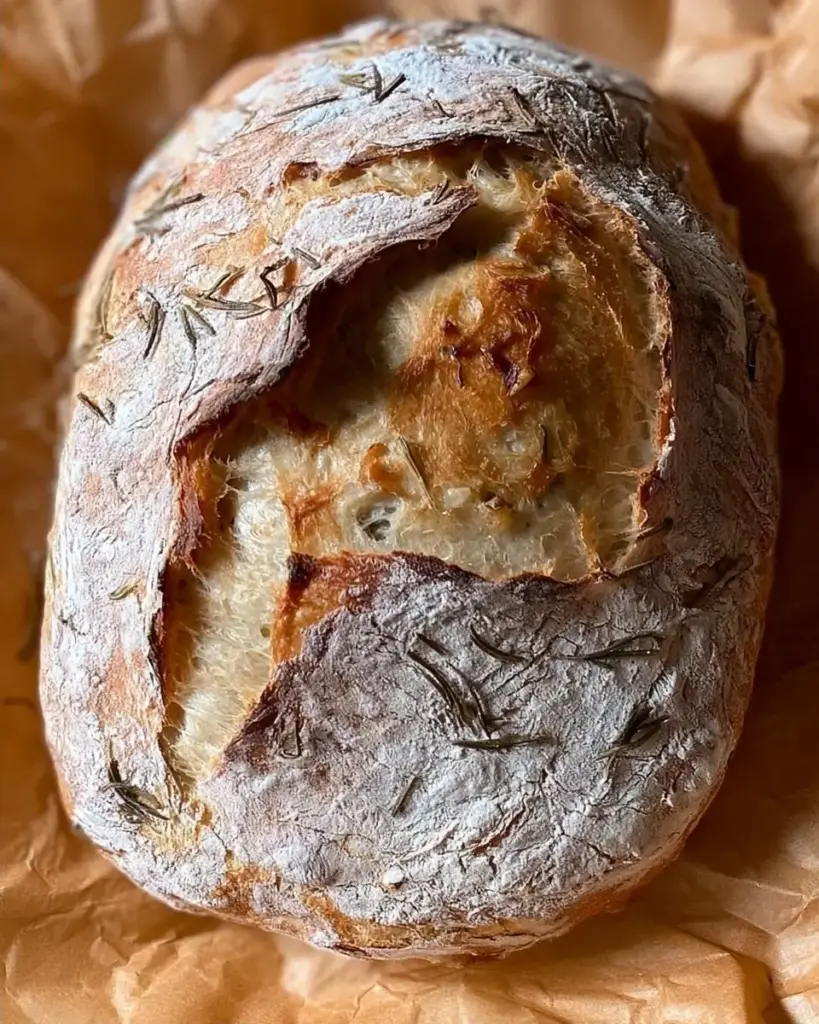 A delicious plate of Rosemary and Roasted Garlic Artisan Bread