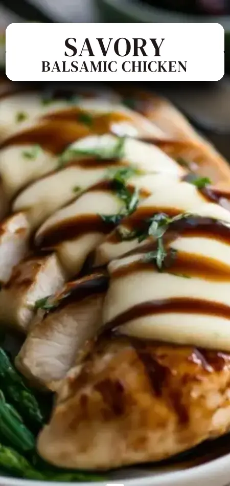 Pinterest pin (Design 2) for Balsamic Baked Chicken Breast with Mozzarella Cheese