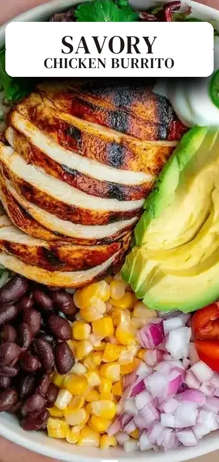 Pinterest pin (Design 2) for Grilled Chicken Burrito Bowl
