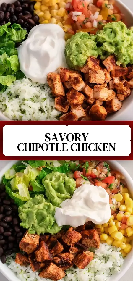 Pinterest pin (Design 3) for Chipotle Chicken Bowls