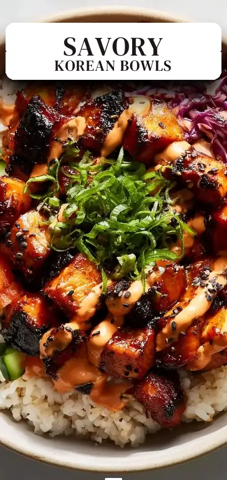 Pinterest pin (Design 2) for Korean BBQ Chicken Bowls (Easy Weeknight Recipe!)