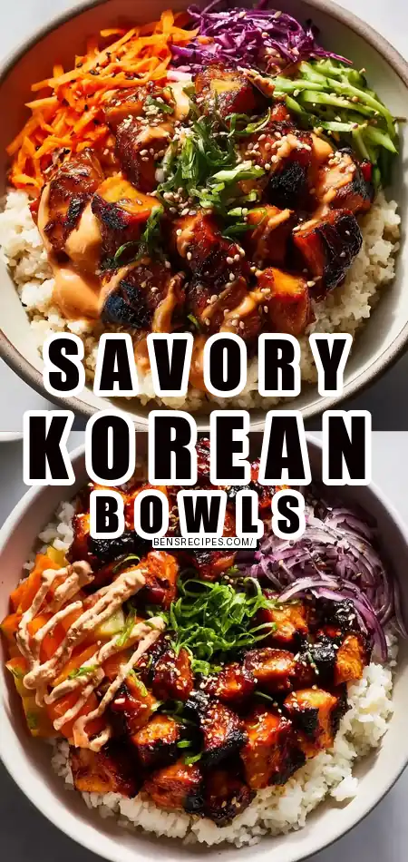 Pinterest pin (Design 1) for Korean BBQ Chicken Bowls (Easy Weeknight Recipe!)