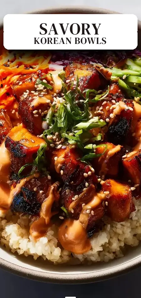 Pinterest pin (Design 2) for Korean BBQ Chicken Bowls (Easy Weeknight Recipe!)