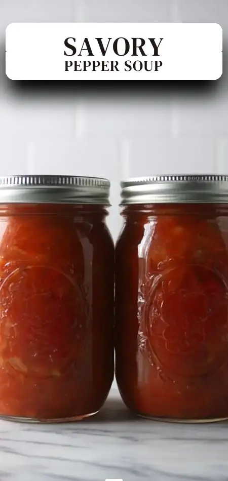 Pinterest pin (Design 2) for Roasted Red Pepper Soup (Canning Recipe)