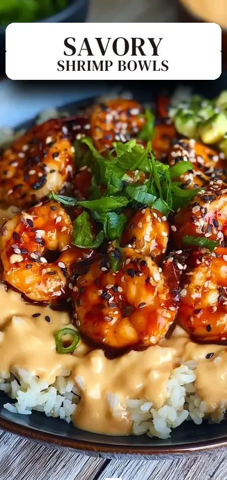 Pinterest pin (Design 2) for Teriyaki Shrimp Rice Bows