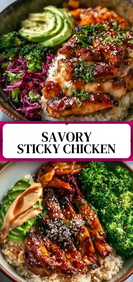 Pinterest pin (Design 3) for Sticky Chicken Bowls