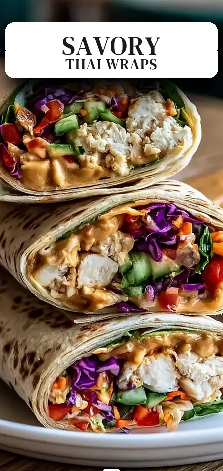 Pinterest pin (Design 2) for Thai Peanut Chicken Wraps