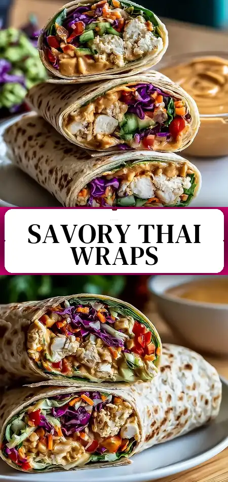 Pinterest pin (Design 3) for Thai Peanut Chicken Wraps