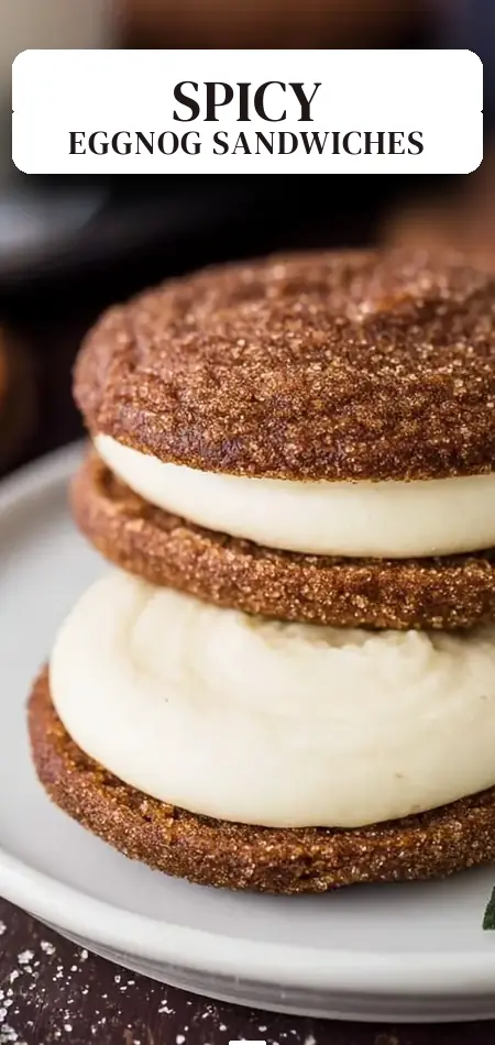 Pinterest pin (Design 2) for Ginger Molasses Sandwich Cookies with Eggnog Frostings