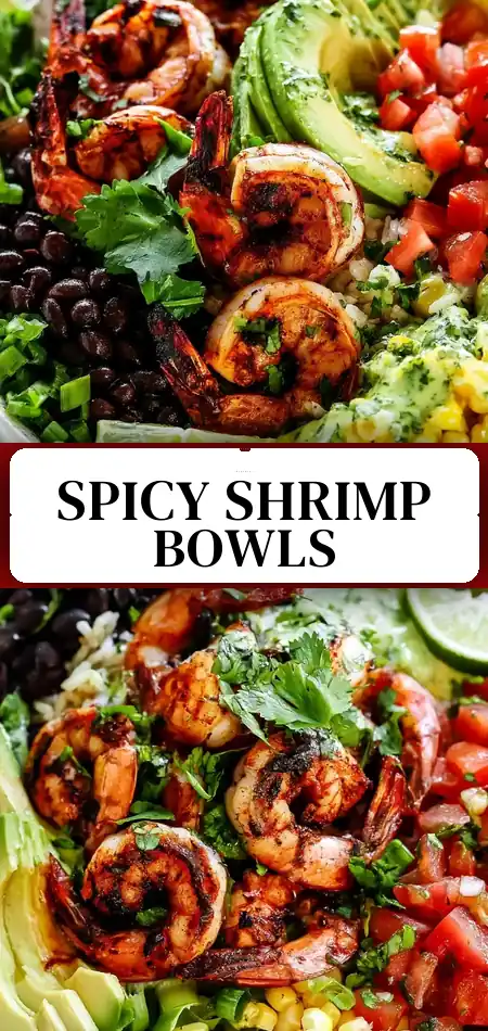 Pinterest pin (Design 3) for Chipotle Shrimp Burrito Bowls
