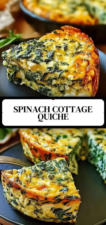 Pinterest pin (Design 3) for Delicious Cottage Cheese and Spinach Crustless Quiche Recipe