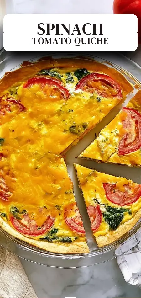 Pinterest pin (Design 2) for Spinach Tomato Tortilla Quiche