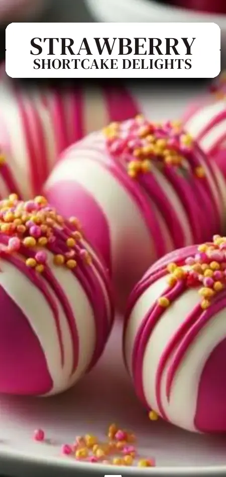 Pinterest pin (Design 2) for Strawberry Shortcake Truffles