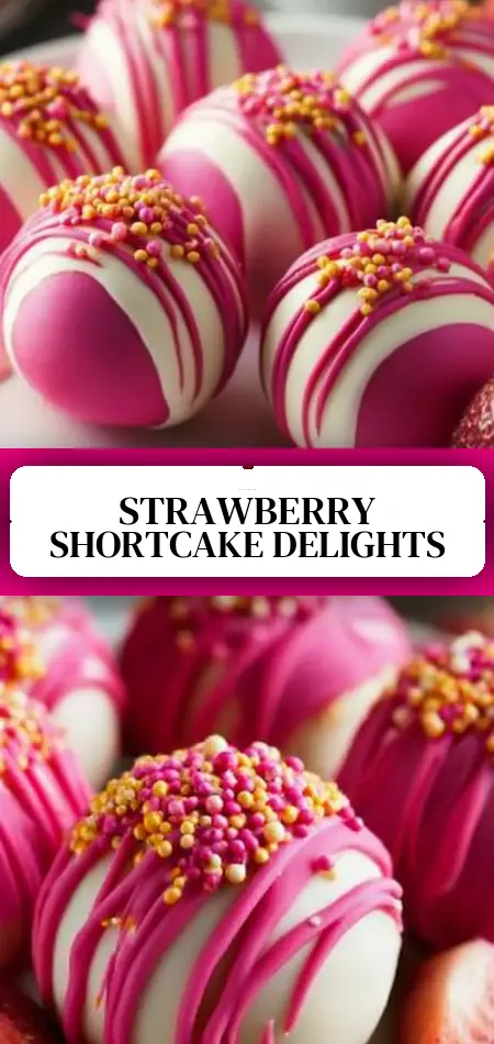 Pinterest pin (Design 3) for Strawberry Shortcake Truffles