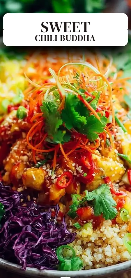 Pinterest pin (Design 2) for Thai Sweet Chili Chicken Buddha Bowls
