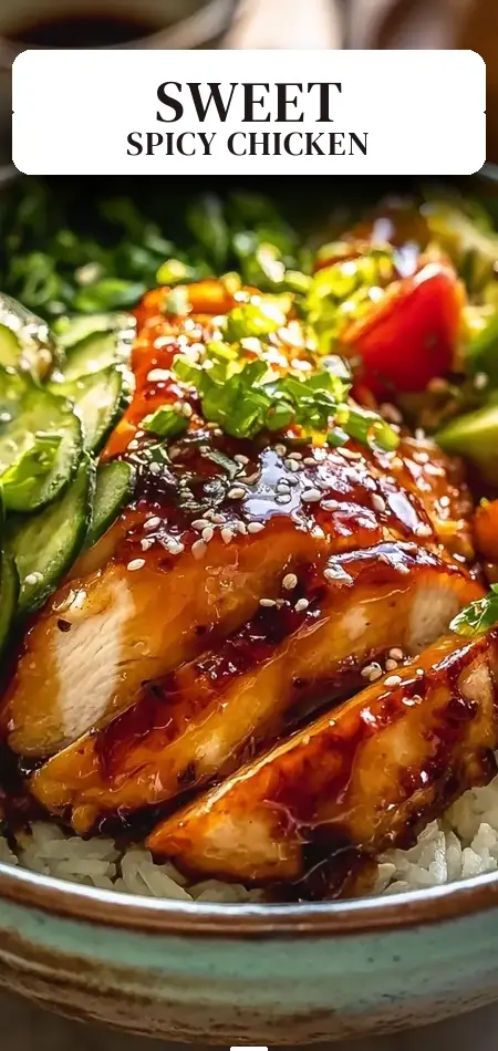 Pinterest pin (Design 2) for Hot Honey Chicken Bowl Recipe – Sweet & Spicy Joyful Dinner