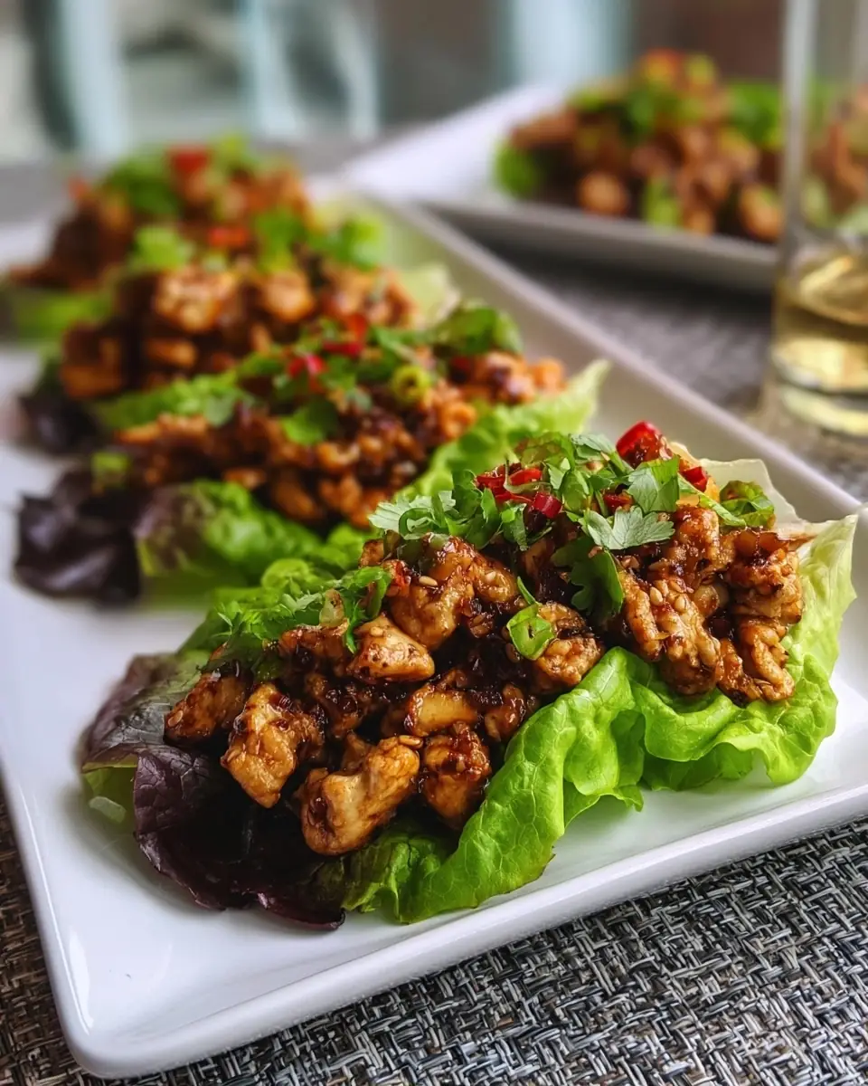 A delicious plate of Sesame Ginger Chicken Lettuce Wraps: Irresistibly Flavorful Delight