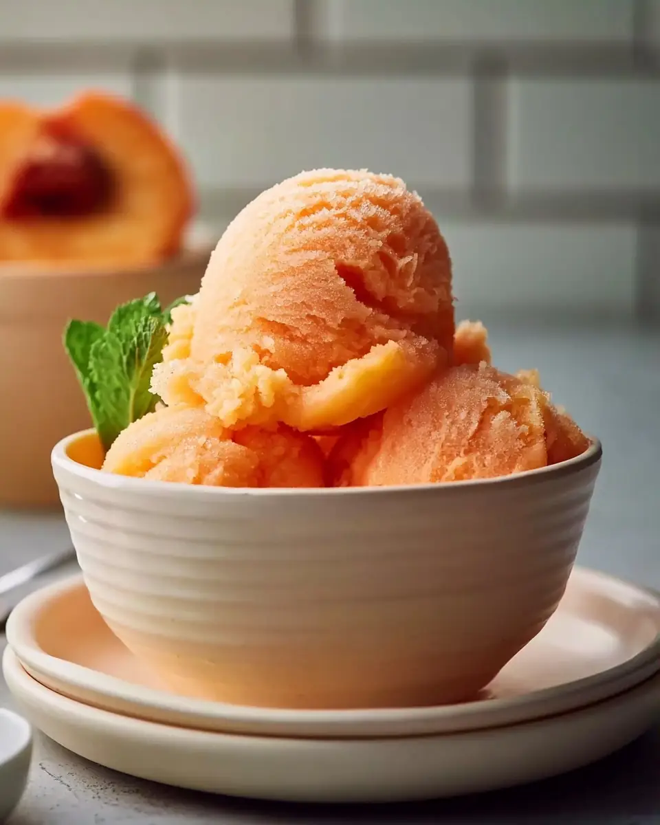 A delicious plate of Smooth Sugar Free Peach Sorbet