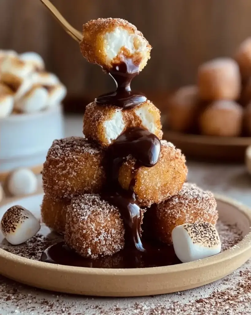 A delicious plate of Smores Churro Nuggets