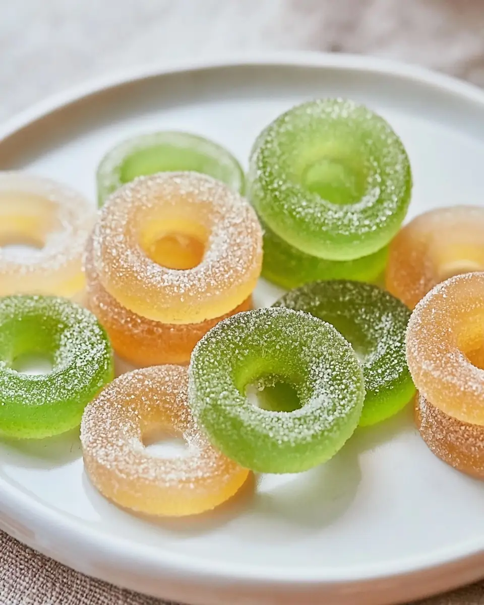 A delicious plate of Sour Apple Ring Gummies: A Fun Twist on Homemade Treats