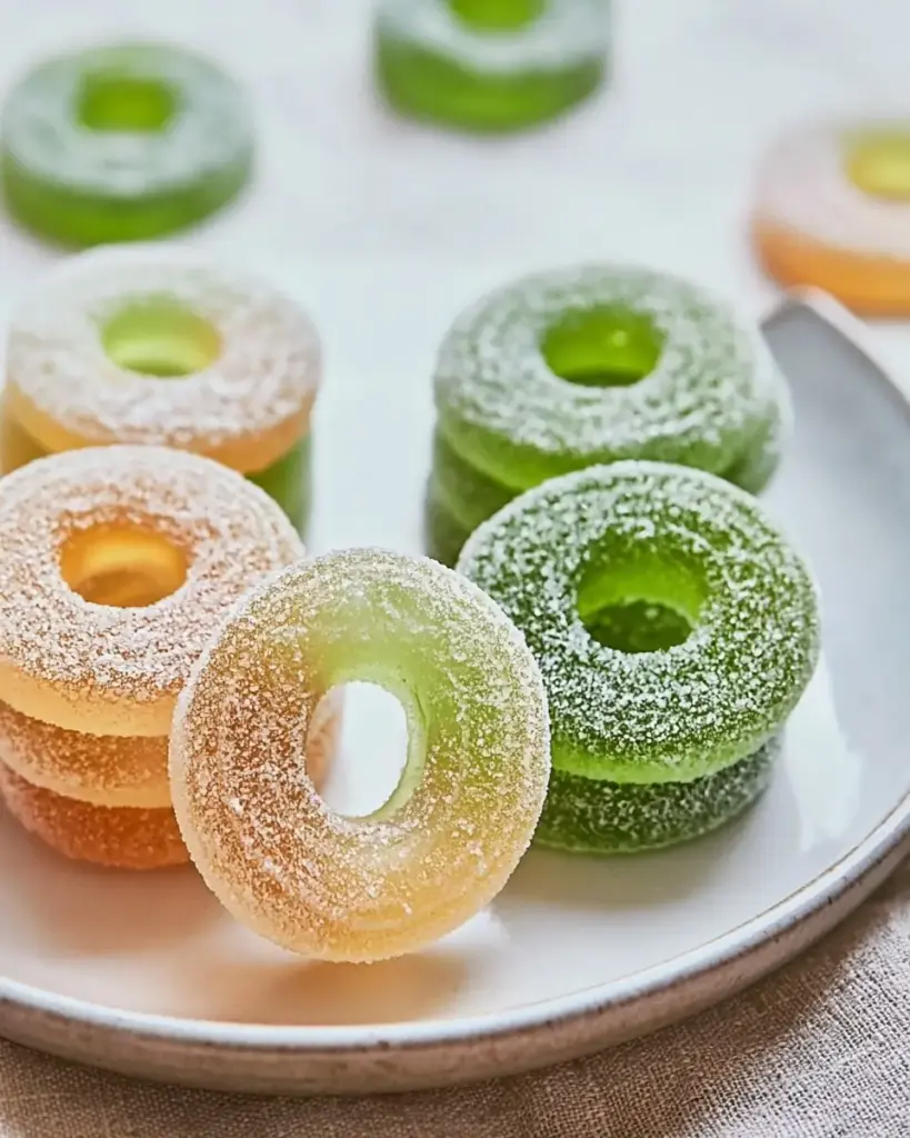 A delicious plate of Sour Apple Ring Gummies: A Fun Twist on Homemade Treats