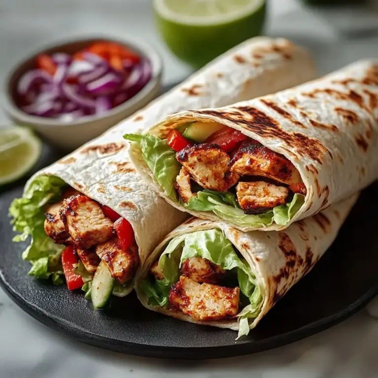 A delicious plate of Spicy Garlic Lime Chicken Wraps