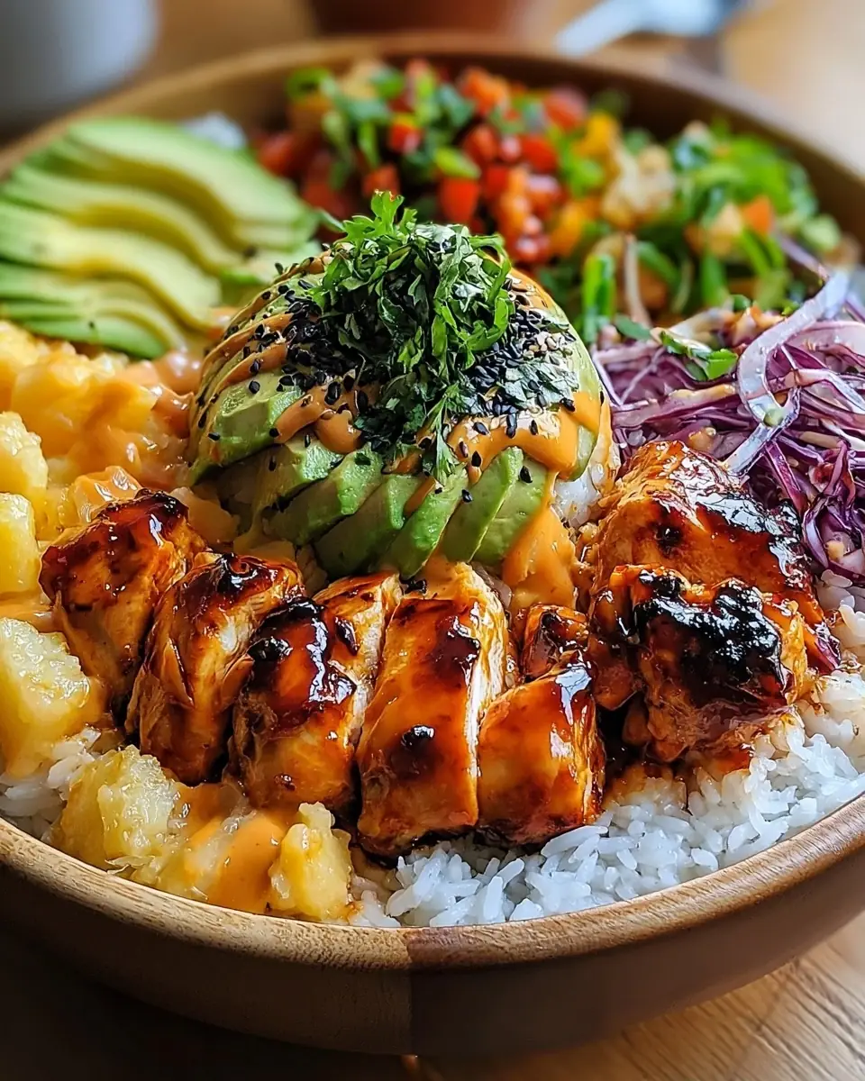 A delicious plate of Spicy Maple Chicken and Coconut Rice