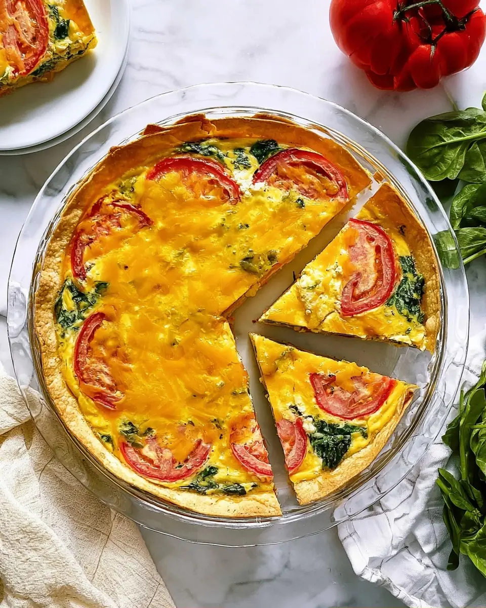 A delicious plate of Spinach Tomato Tortilla Quiche