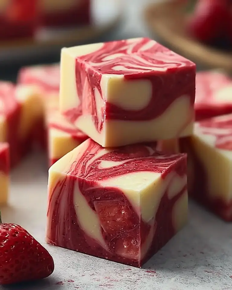 A delicious plate of Strawberry Swirl Fudge