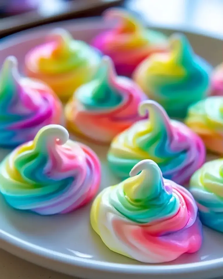 A delicious plate of Stunning Rainbow Meringues