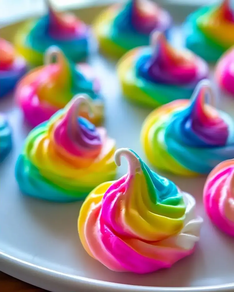 A delicious plate of Stunning Rainbow Meringues