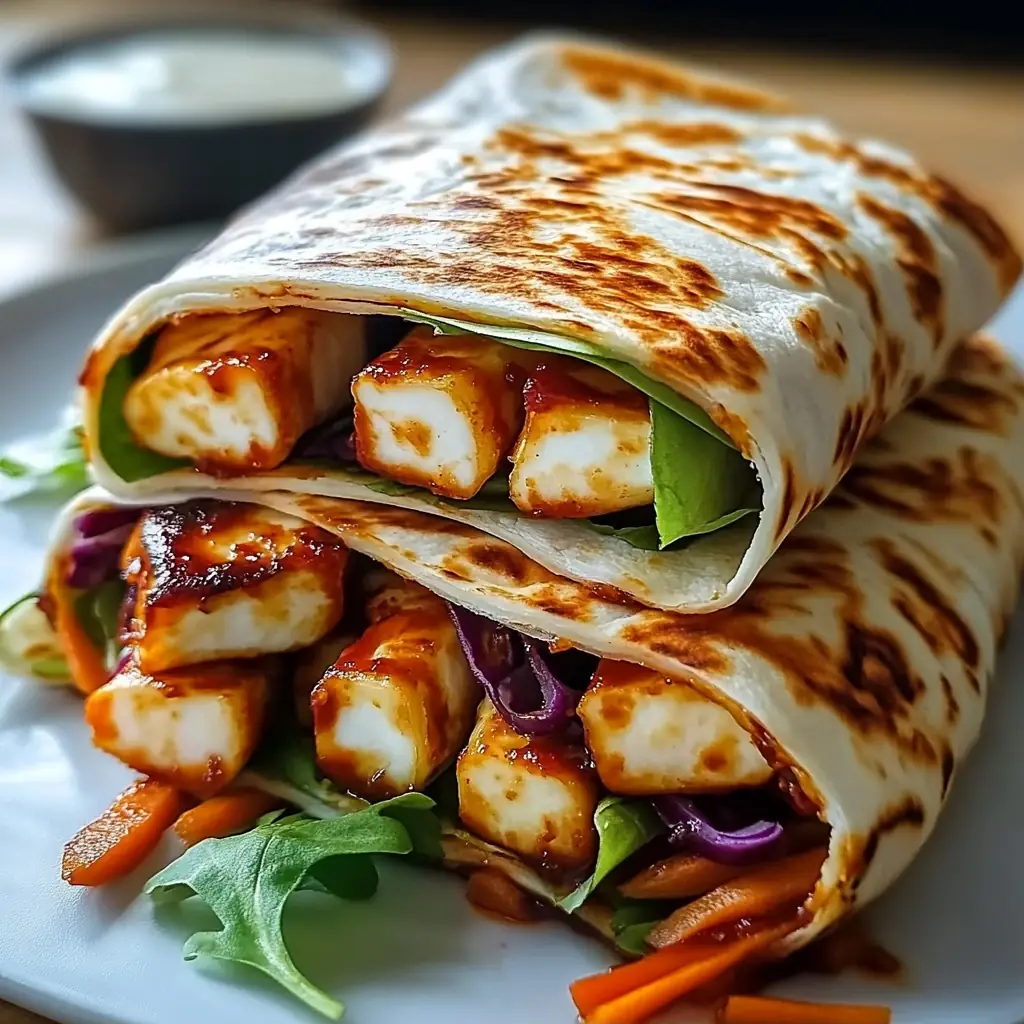 A delicious plate of Sweet Chili Halloumi Wraps: A Quick & Flavor-Packed Delight