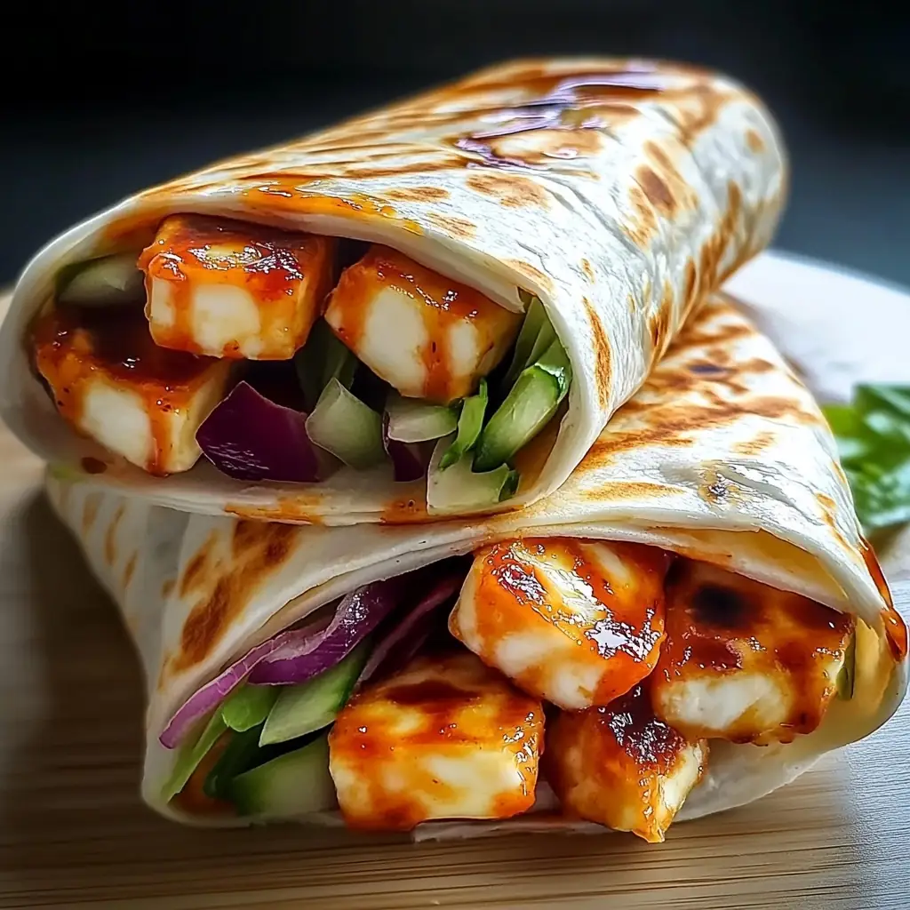 A delicious plate of Sweet Chili Halloumi Wraps: A Quick & Flavor-Packed Delight