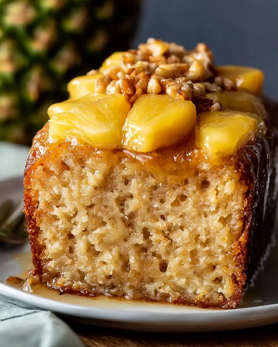 A delicious plate of Sweet & Moist Tropical Pineapple Bread