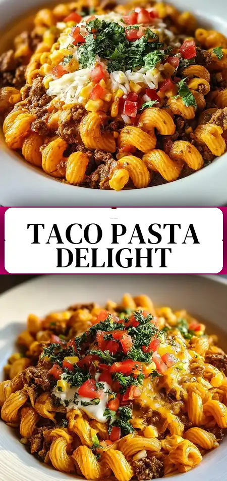 Pinterest pin (Design 3) for Cheesy Taco Pasta