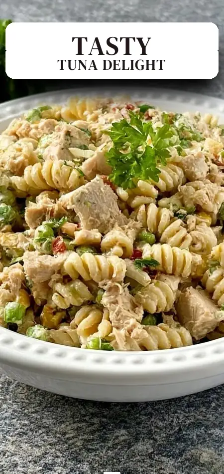 Pinterest pin (Design 2) for Easy Tuna Pasta Salad