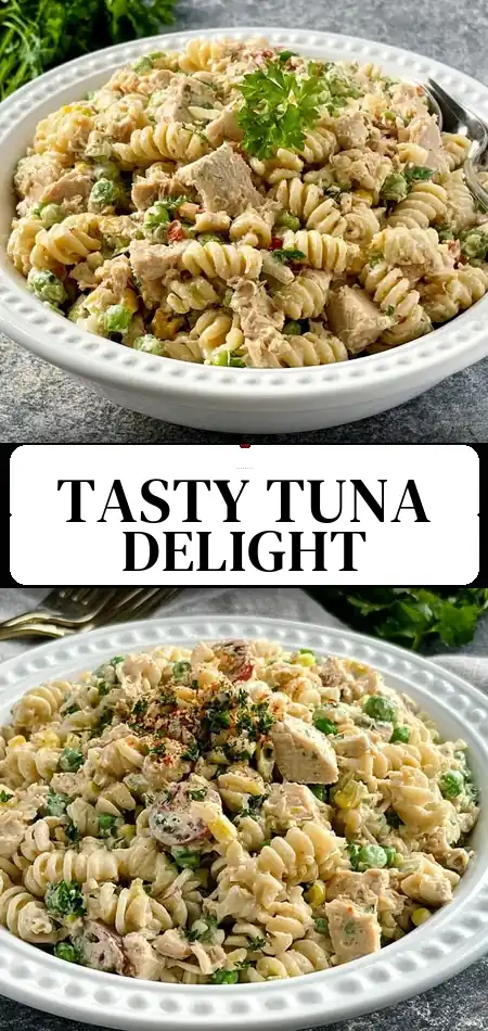 Pinterest pin (Design 3) for Easy Tuna Pasta Salad