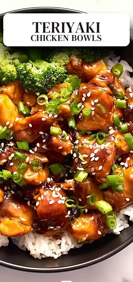 Pinterest pin (Design 2) for Teriyaki Chicken Rice Bowls