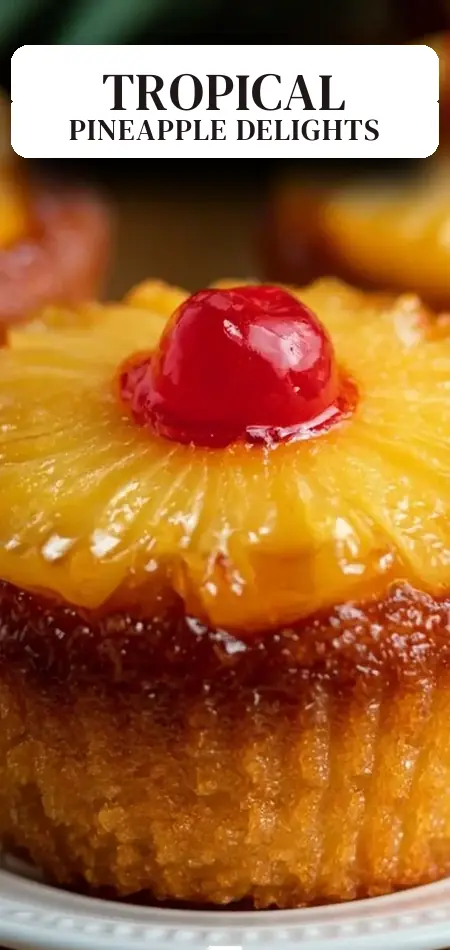 Pinterest pin (Design 2) for Pineapple Upside Down Cupcakes