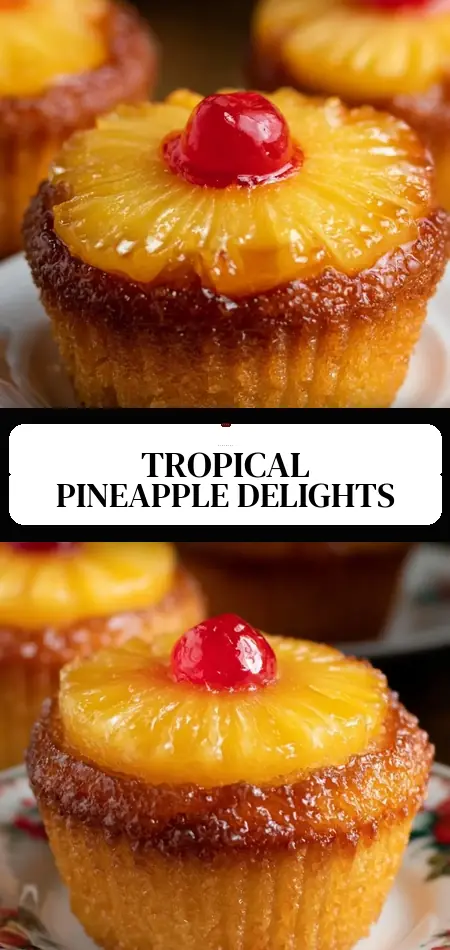 Pinterest pin (Design 3) for Pineapple Upside Down Cupcakes