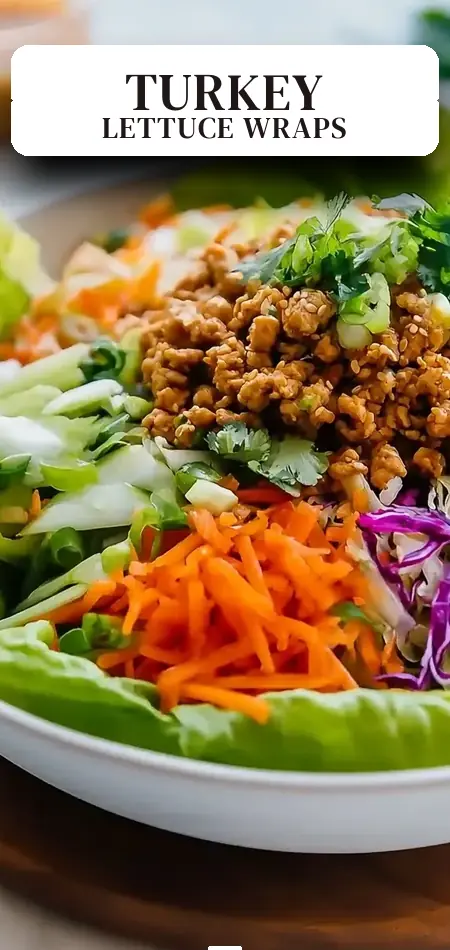 Pinterest pin (Design 2) for Healthy Ground Turkey Lettuce Wrap Bowls