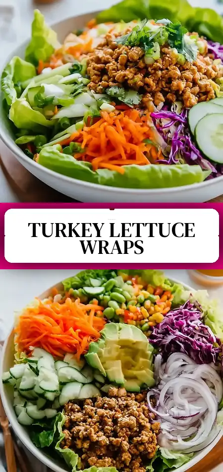 Pinterest pin (Design 3) for Healthy Ground Turkey Lettuce Wrap Bowls