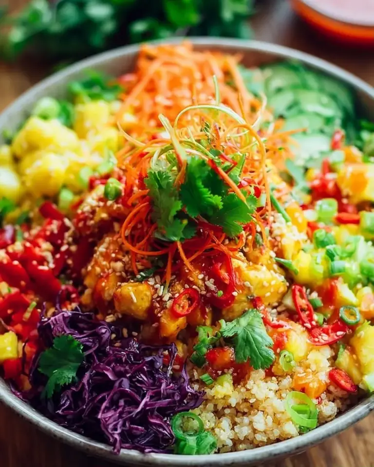 A delicious plate of Thai Sweet Chili Chicken Buddha Bowls