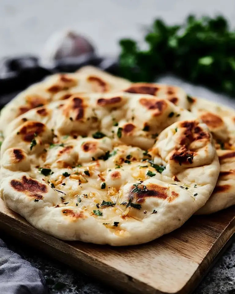 A delicious plate of The Best Easy Garlic Naan Bread