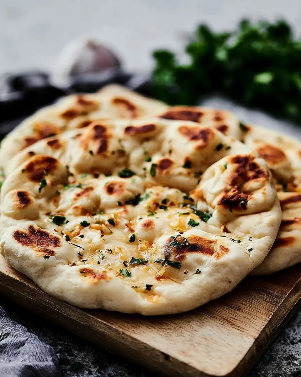 A delicious plate of The Best Easy Garlic Naan Bread