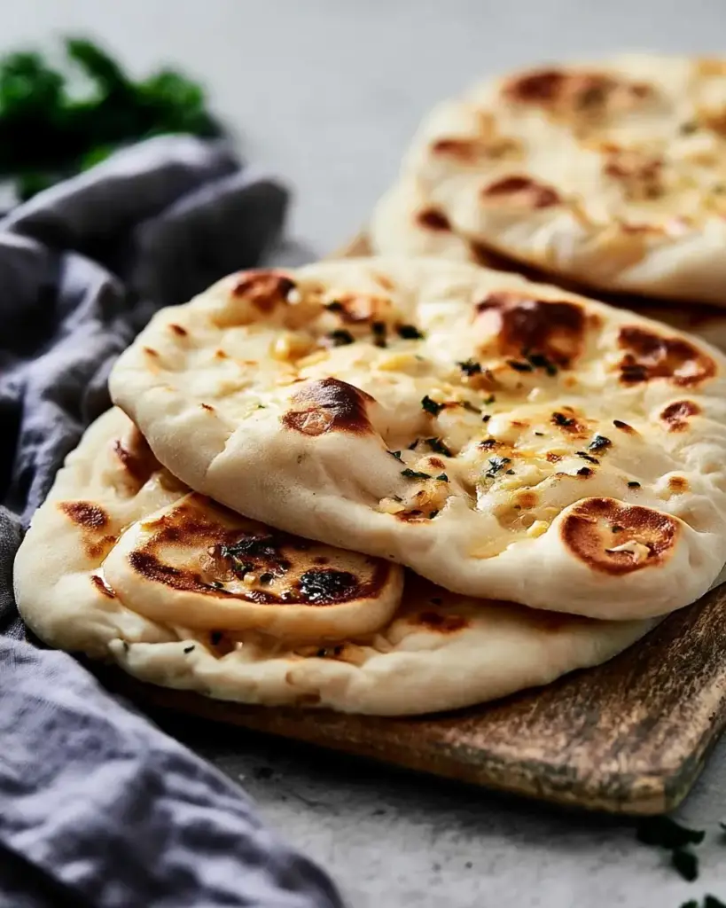 A delicious plate of The Best Easy Garlic Naan Bread