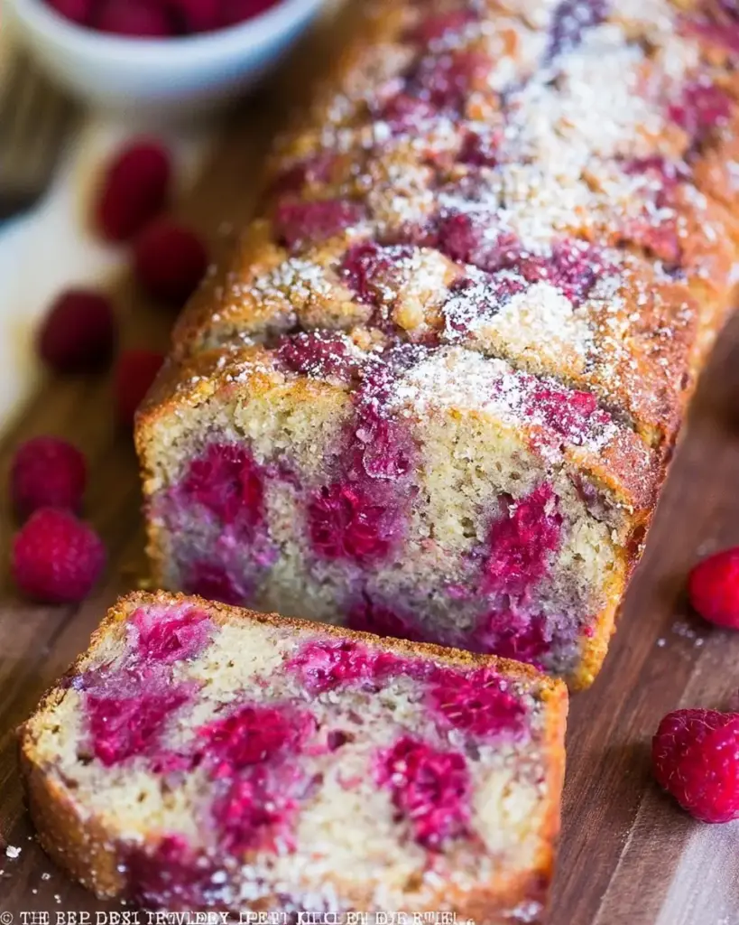 A delicious plate of The Best Raspberry Bread
