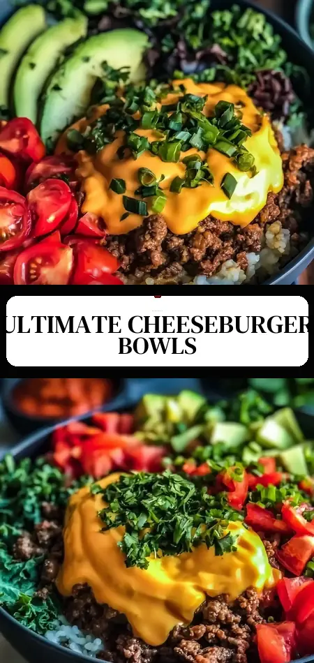 Pinterest pin (Design 3) for Better Than Takeout Cheeseburger Bowls