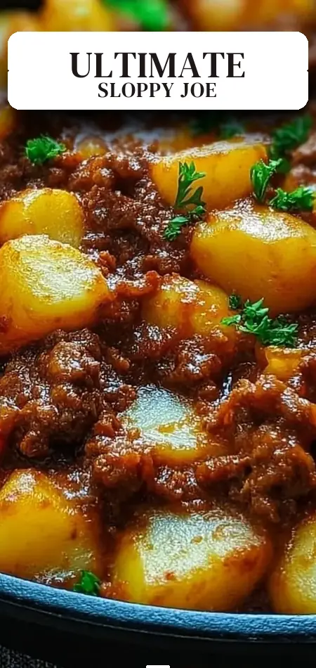 Pinterest pin (Design 2) for Sloppy Joe Potato Skillet: An Incredible Ultimate Recipe